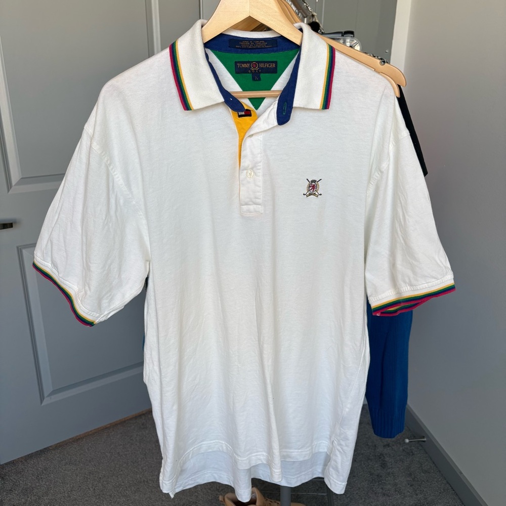Vintage Golf Polo Men’s Large Preppy Colorblock Tommy Hilfiger
